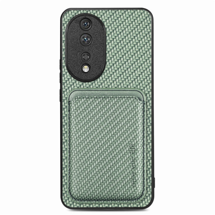 For Honor 80 Carbon Fiber Leather Card Magsafe Phone Case(Green) - Honor Cases by buy2fix | Online Shopping UK | buy2fix