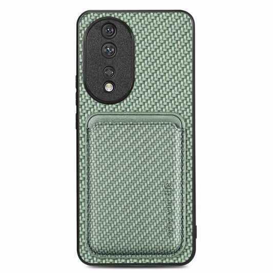 For Honor 80 Carbon Fiber Leather Card Magsafe Phone Case(Green) - Honor Cases by buy2fix | Online Shopping UK | buy2fix