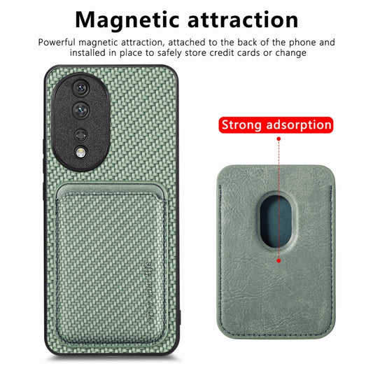 For Honor 80 Carbon Fiber Leather Card Magsafe Phone Case(Green) - Honor Cases by buy2fix | Online Shopping UK | buy2fix