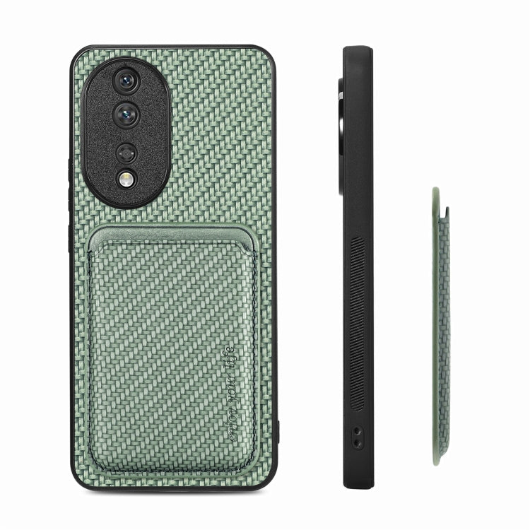 For Honor 80 Carbon Fiber Leather Card Magsafe Phone Case(Green) - Honor Cases by buy2fix | Online Shopping UK | buy2fix