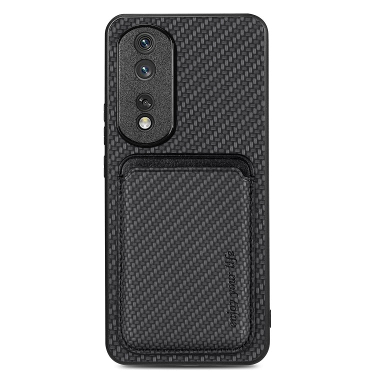 For Honor 80 Pro Carbon Fiber Leather Card Magsafe Phone Case(Black) - Honor Cases by buy2fix | Online Shopping UK | buy2fix