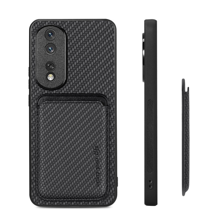 For Honor 80 Pro Carbon Fiber Leather Card Magsafe Phone Case(Black) - Honor Cases by buy2fix | Online Shopping UK | buy2fix