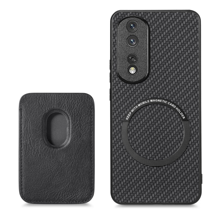 For Honor 80 Pro Carbon Fiber Leather Card Magsafe Phone Case(Black) - Honor Cases by buy2fix | Online Shopping UK | buy2fix