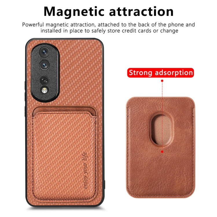 For Honor 80 Pro Carbon Fiber Leather Card Magsafe Phone Case(Brown) - Honor Cases by buy2fix | Online Shopping UK | buy2fix