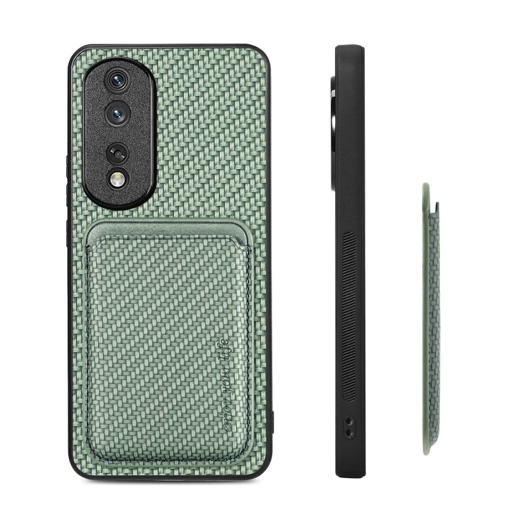 For Honor 80 Pro Carbon Fiber Leather Card Magsafe Phone Case(Green) - Honor Cases by buy2fix | Online Shopping UK | buy2fix