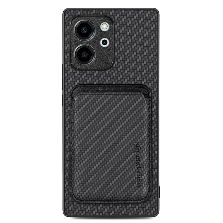 For Honor 80 SE Carbon Fiber Leather Card Magsafe Phone Case(Black) - Honor Cases by buy2fix | Online Shopping UK | buy2fix