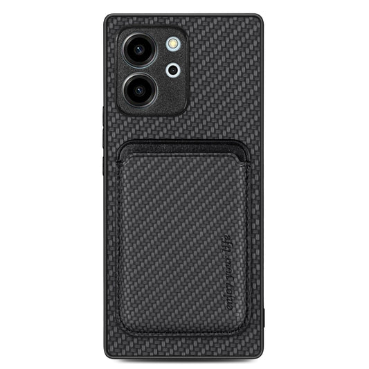 For Honor 80 SE Carbon Fiber Leather Card Magsafe Phone Case(Black) - Honor Cases by buy2fix | Online Shopping UK | buy2fix
