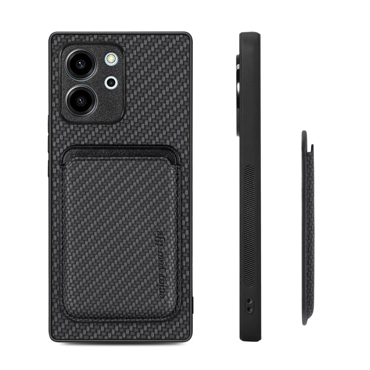 For Honor 80 SE Carbon Fiber Leather Card Magsafe Phone Case(Black) - Honor Cases by buy2fix | Online Shopping UK | buy2fix