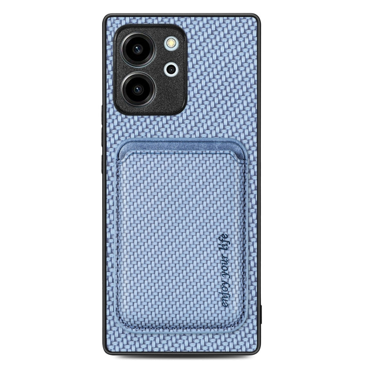 For Honor 80 SE Carbon Fiber Leather Card Magsafe Phone Case(Blue) - Honor Cases by buy2fix | Online Shopping UK | buy2fix