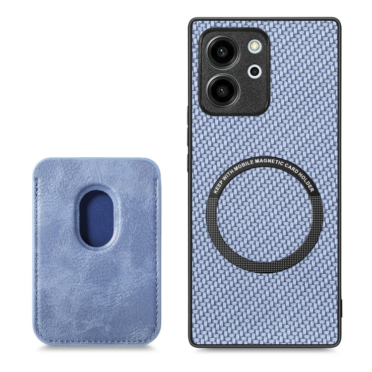 For Honor 80 SE Carbon Fiber Leather Card Magsafe Phone Case(Blue) - Honor Cases by buy2fix | Online Shopping UK | buy2fix