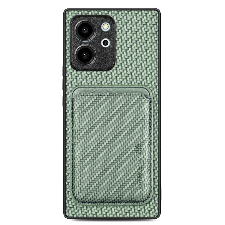 For Honor 80 SE Carbon Fiber Leather Card Magsafe Phone Case(Green) - Honor Cases by buy2fix | Online Shopping UK | buy2fix