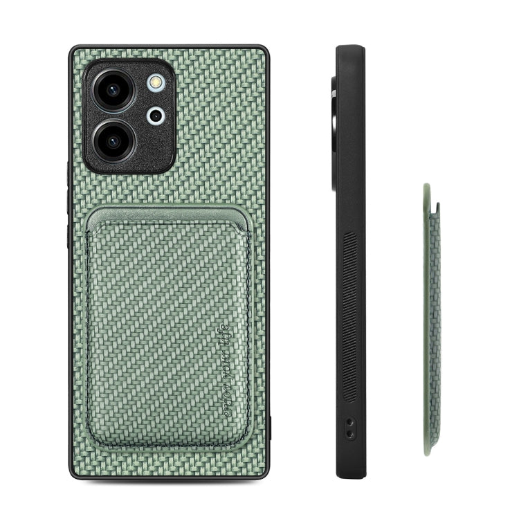 For Honor 80 SE Carbon Fiber Leather Card Magsafe Phone Case(Green) - Honor Cases by buy2fix | Online Shopping UK | buy2fix