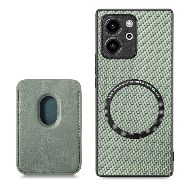 For Honor 80 SE Carbon Fiber Leather Card Magsafe Phone Case(Green) - Honor Cases by buy2fix | Online Shopping UK | buy2fix