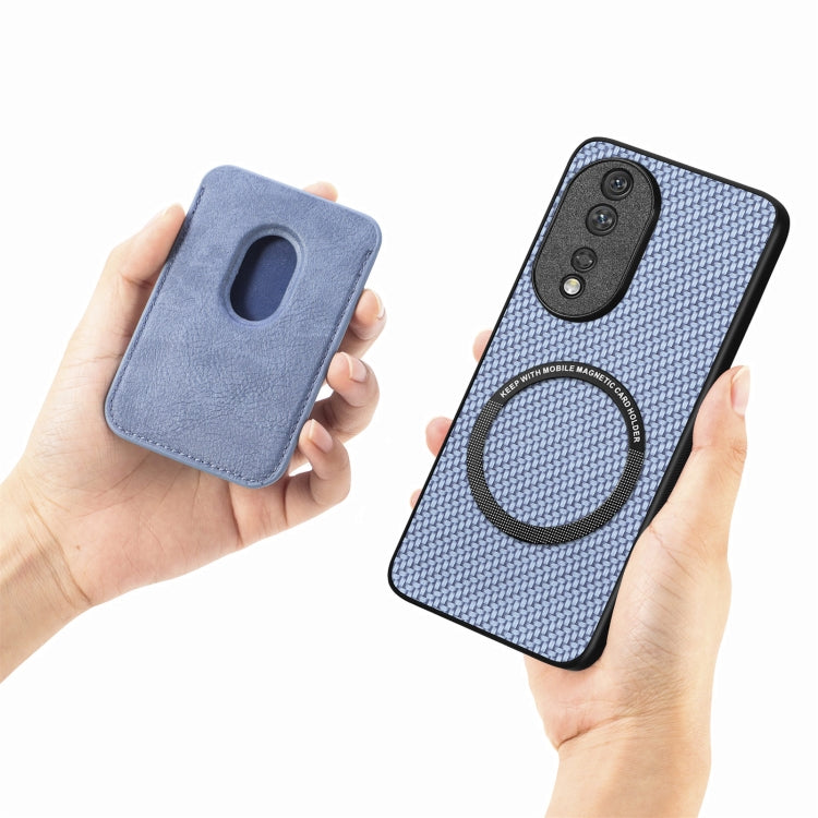 For Honor 80 SE Carbon Fiber Leather Card Magsafe Phone Case(Green) - Honor Cases by buy2fix | Online Shopping UK | buy2fix