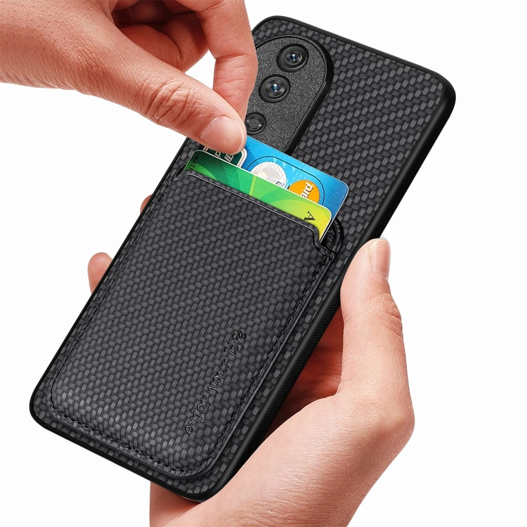For Honor 80 SE Carbon Fiber Leather Card Magsafe Phone Case(Green) - Honor Cases by buy2fix | Online Shopping UK | buy2fix