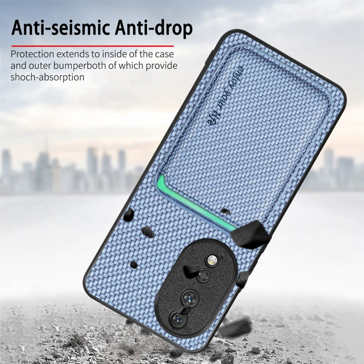 For Honor 80 SE Carbon Fiber Leather Card Magsafe Phone Case(Green) - Honor Cases by buy2fix | Online Shopping UK | buy2fix