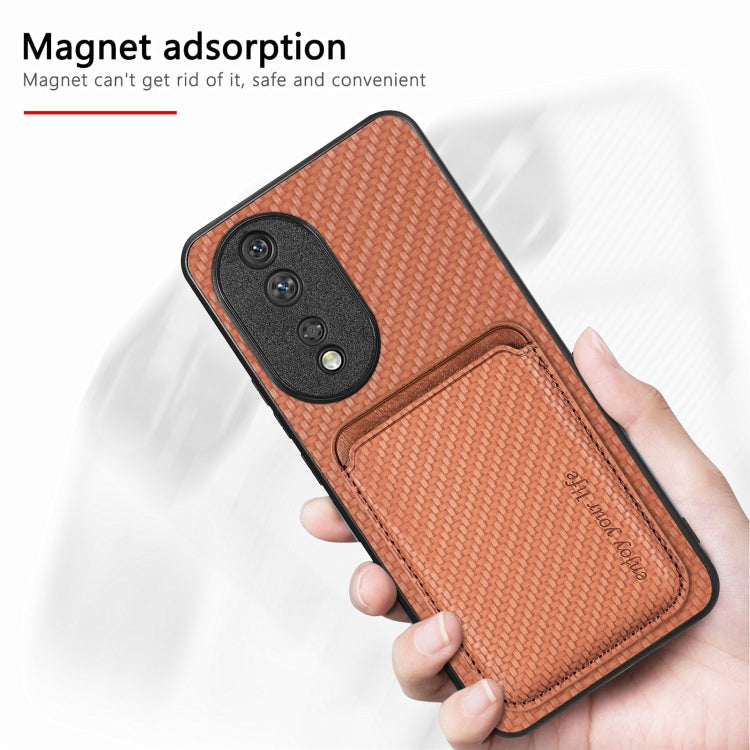For Honor 80 SE Carbon Fiber Leather Card Magsafe Phone Case(Green) - Honor Cases by buy2fix | Online Shopping UK | buy2fix