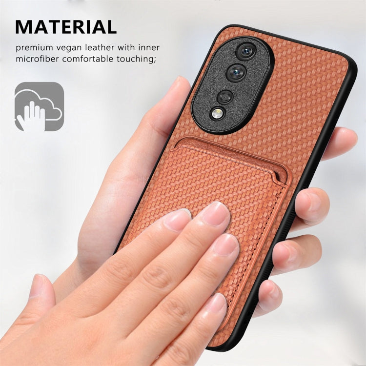 For Honor 80 SE Carbon Fiber Leather Card Magsafe Phone Case(Green) - Honor Cases by buy2fix | Online Shopping UK | buy2fix