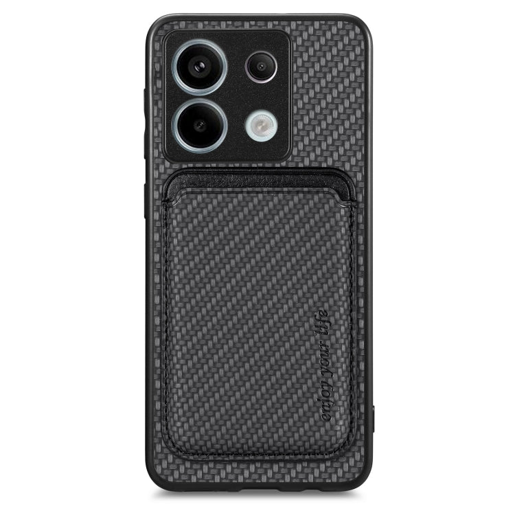For Xiaomi Redmi Note 13 4G Carbon Fiber Leather Card Magnetic Phone Case(Black) - Xiaomi Cases by buy2fix | Online Shopping UK | buy2fix