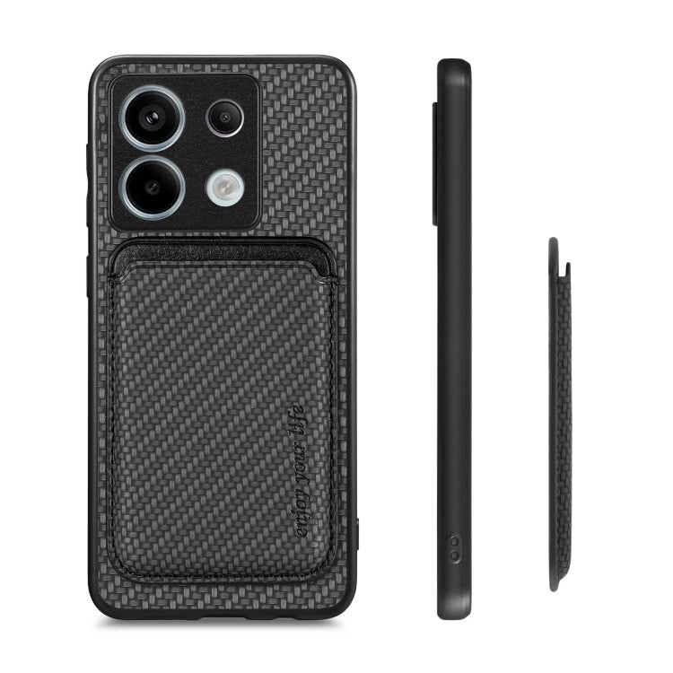 For Xiaomi Redmi Note 13 4G Carbon Fiber Leather Card Magnetic Phone Case(Black) - Xiaomi Cases by buy2fix | Online Shopping UK | buy2fix