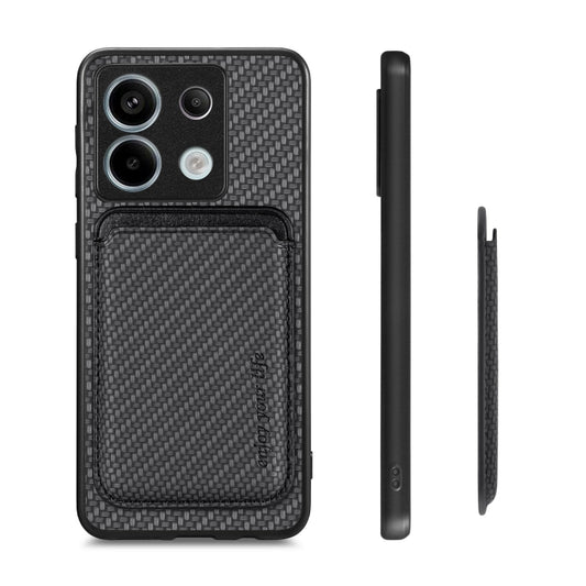 For Xiaomi Redmi Note 13 4G Carbon Fiber Leather Card Magnetic Phone Case(Black) by buy2fix