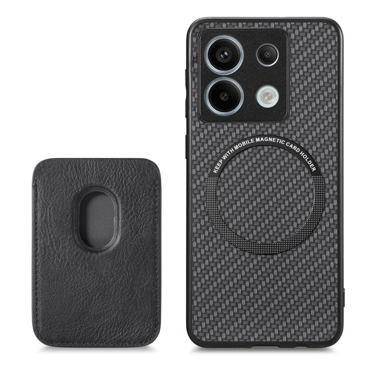 For Xiaomi Redmi Note 13 4G Carbon Fiber Leather Card Magnetic Phone Case(Black) - Xiaomi Cases by buy2fix | Online Shopping UK | buy2fix