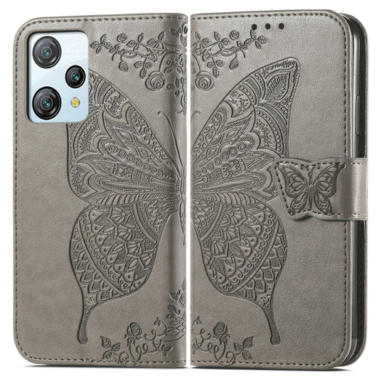 For Blackview A53 Butterfly Love Flower Embossed Leather Phone Case(Gray) by buy2fix