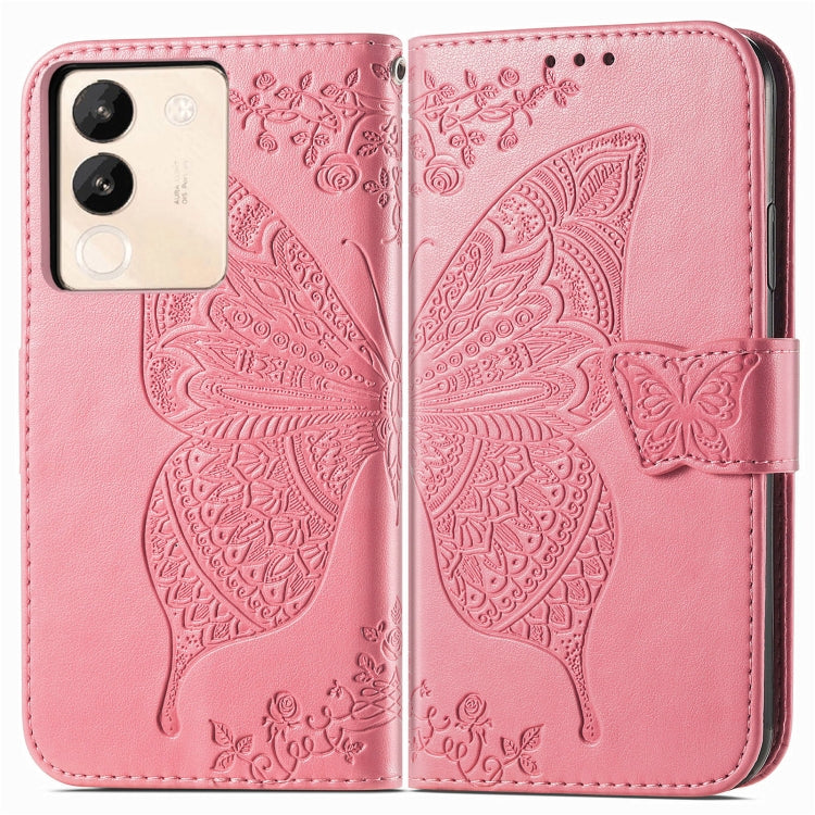 For vivo X100 Butterfly Love Flower Embossed Leather Phone Case(Pink) - vivo Cases by imak | Online Shopping UK | buy2fix