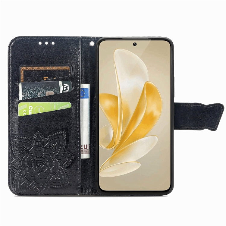 For vivo X100 Butterfly Love Flower Embossed Leather Phone Case(Black) - vivo Cases by imak | Online Shopping UK | buy2fix