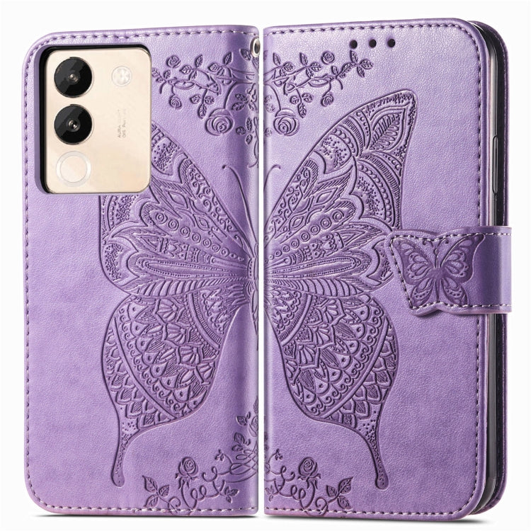For vivo X100 Butterfly Love Flower Embossed Leather Phone Case(Lavender) - vivo Cases by imak | Online Shopping UK | buy2fix