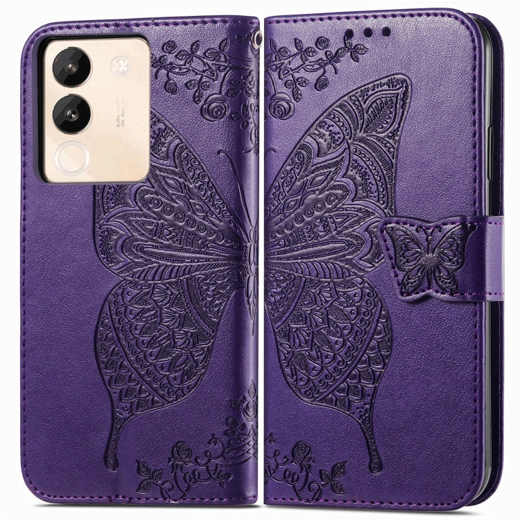 For vivo X100 Butterfly Love Flower Embossed Leather Phone Case(Purple) - vivo Cases by imak | Online Shopping UK | buy2fix