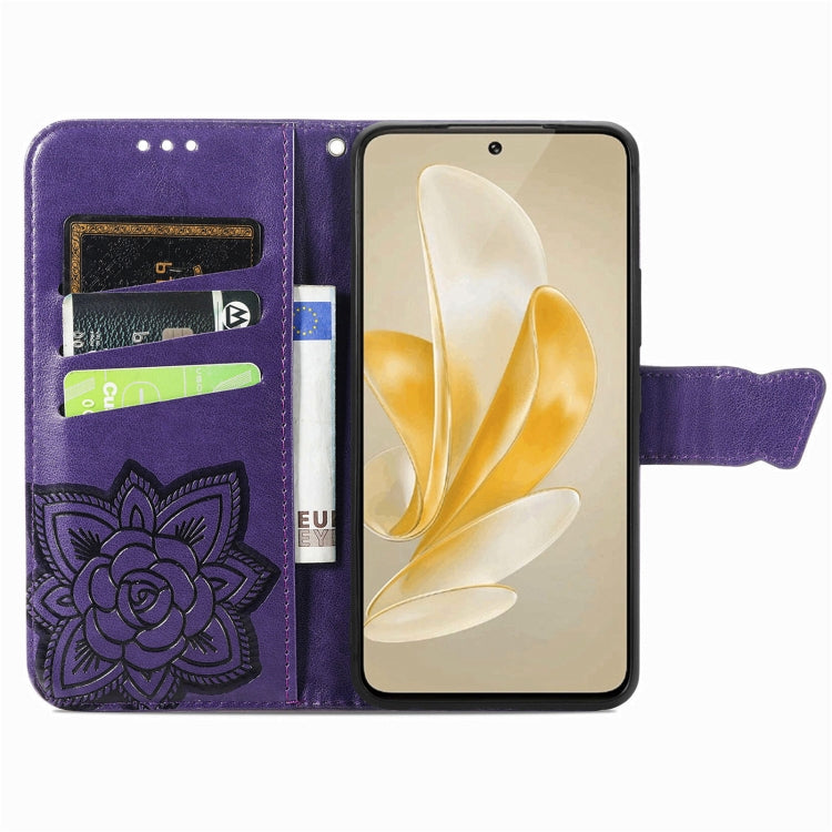 For vivo X100 Butterfly Love Flower Embossed Leather Phone Case(Purple) - vivo Cases by imak | Online Shopping UK | buy2fix