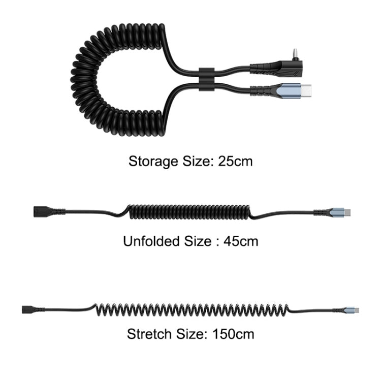 ENKAY Type-C to Type-C / 8 Pin 3A Elbow Expansion Spring Coiled Fast Chrging Data Cable, Length: 1.5m by ENKAY