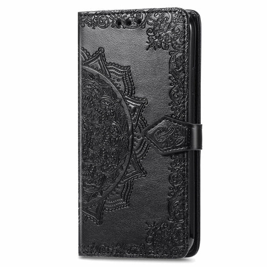 For Motorola Moto G Play 2024 Mandala Flower Embossed Leather Phone Case(Black) by buy2fix
