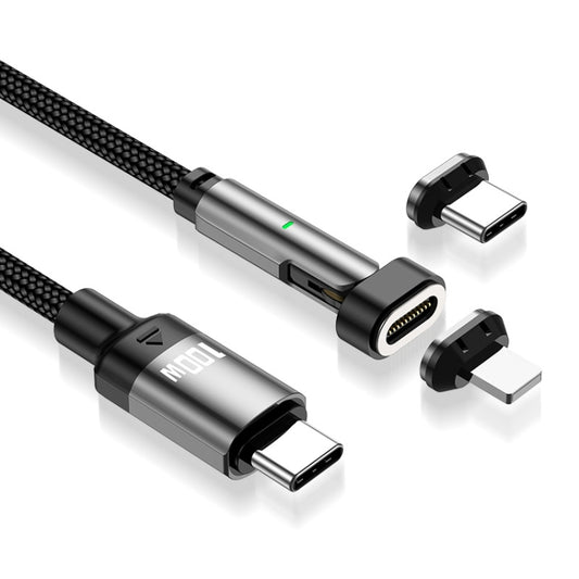 ENKAY 2 in 1 PD 100W / 27W 180 Degrees Rotation Magnetic Type-C / 8 Pin Fast Charging Data Cable with LED Light, Length:1m by ENKAY