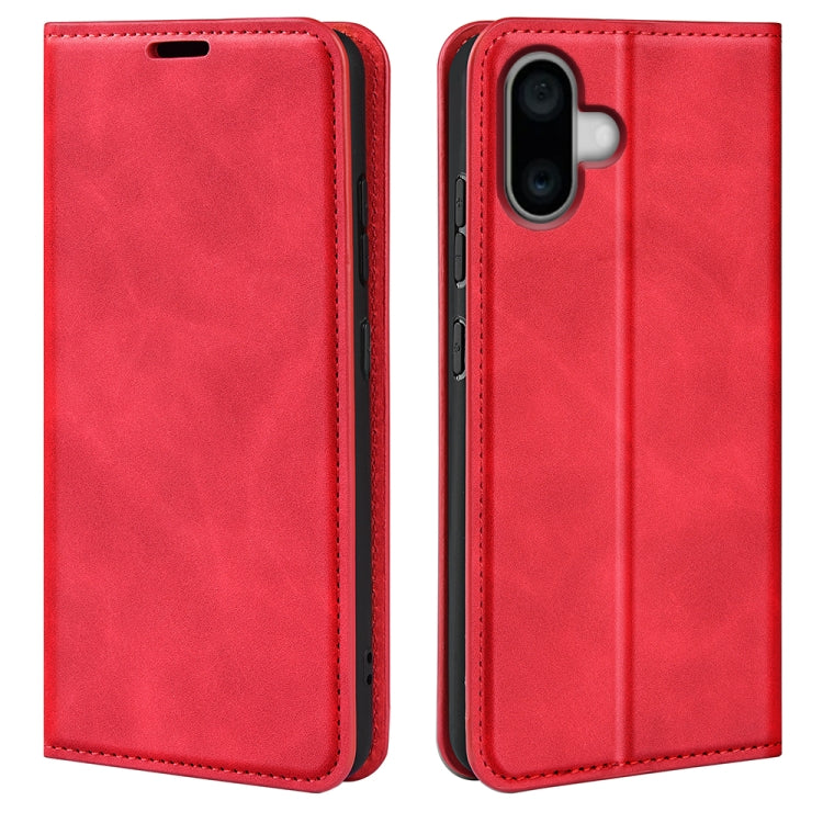 For iPhone 16 Plus Retro-skin Magnetic Suction Leather Phone Case(Red) - iPhone 16 Plus Cases by buy2fix | Online Shopping UK | buy2fix