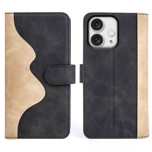 For iPhone 16 Pro Stitching Horizontal Flip Leather Phone Case(Black) by buy2fix