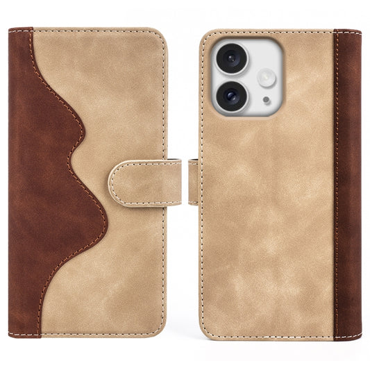 For iPhone 16 Pro Stitching Horizontal Flip Leather Phone Case(Yellow) by buy2fix