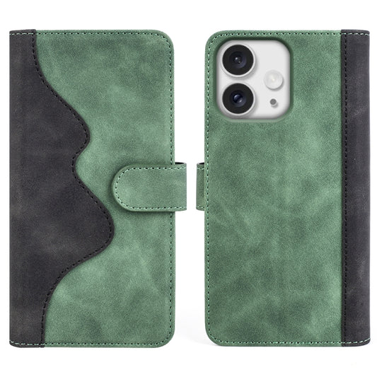 For iPhone 16 Pro Stitching Horizontal Flip Leather Phone Case(Green) by buy2fix