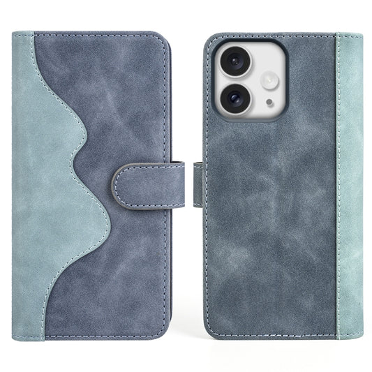 For iPhone 16 Pro Stitching Horizontal Flip Leather Phone Case(Blue) by buy2fix