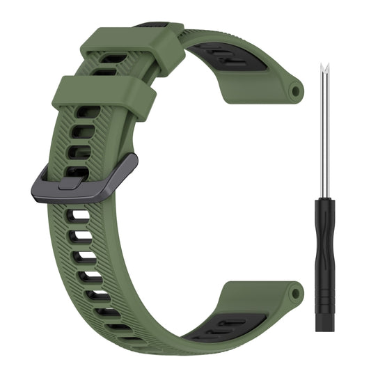For Garmin Instinct 2 Sports Two-Color Silicone Watch Band(Army Green+Black) by buy2fix