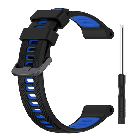 For Garmin Approach S70 47mm Sports Two-Color Silicone Watch Band(Black+Blue) by buy2fix