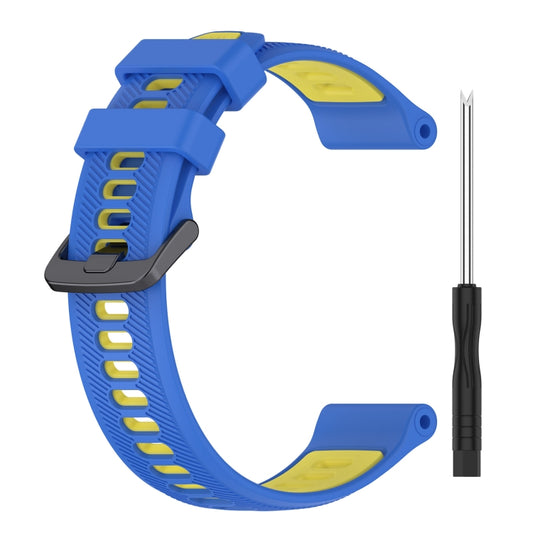 For Garmin Fenix 6 Sports Two-Color Silicone Watch Band(Blue+Yellow) by buy2fix