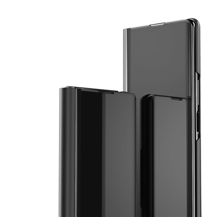 For Samsung Galaxy Z Fold6 Plated Mirror Horizontal Flip Leather Phone Case with Holder(Black) - Galaxy Z Fold6 5G Cases by buy2fix | Online Shopping UK | buy2fix