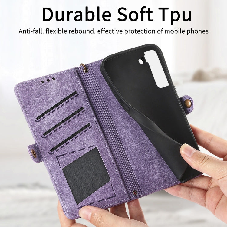 For Samsung Galaxy S21+ 5G Geometric Zipper Wallet Side Buckle Leather Phone Case(Purple) - Galaxy S21+ 5G Cases by buy2fix | Online Shopping UK | buy2fix