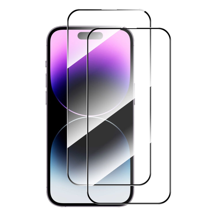 For iPhone 15 Pro 2pcs ENKAY Full Glue High Aluminum-silicon Tempered Glass Film - iPhone 15 Pro Tempered Glass by ENKAY | Online Shopping UK | buy2fix