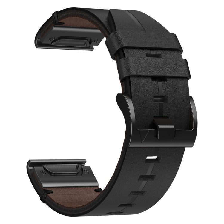 For Garmin Epix Pro 47mm Leather Textured 22mm Watch Band(Black) - Watch Bands by buy2fix | Online Shopping UK | buy2fix