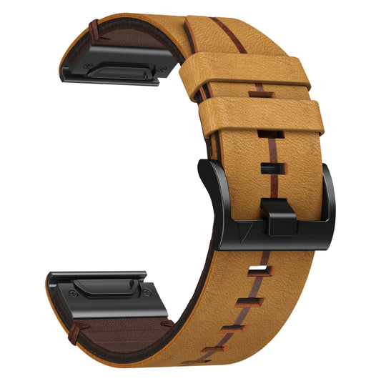For Garmin Epix Pro 47mm Leather Textured 22mm Watch Band(Brown) by buy2fix