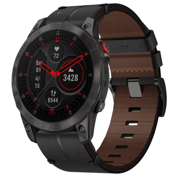 For Garmin EPIX Gen 2 Leather Textured 22mm Watch Band(Black) - Watch Bands by buy2fix | Online Shopping UK | buy2fix