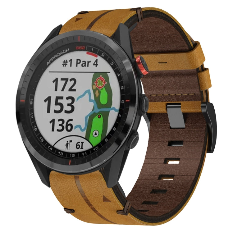 For Garmin Approach S62 Leather Textured 22mm Watch Band(Brown) - Watch Bands by buy2fix | Online Shopping UK | buy2fix